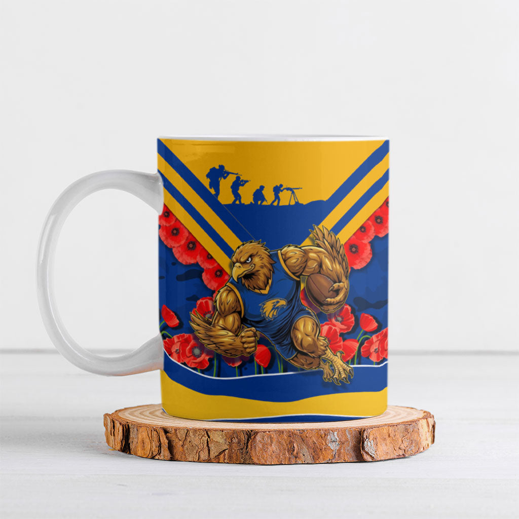 Personalised West Coast Eagles ANZAC Ceramic Mug Military Remembrance Australian Football Mascot Camouflage