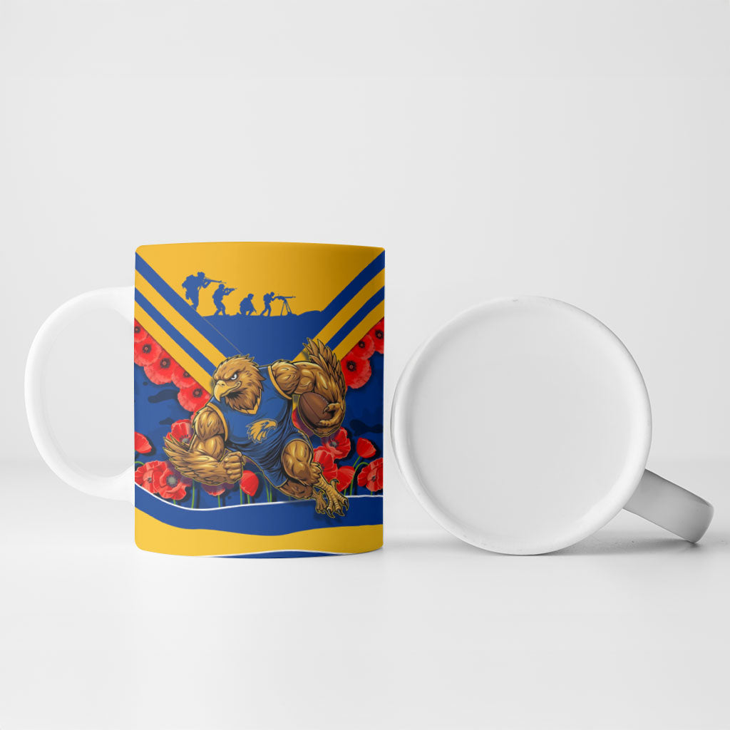 Personalised West Coast Eagles ANZAC Ceramic Mug Military Remembrance Australian Football Mascot Camouflage