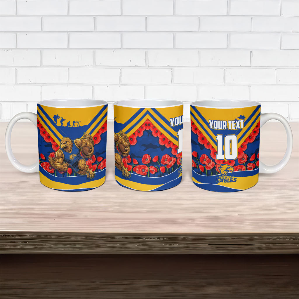 Personalised West Coast Eagles ANZAC Ceramic Mug Military Remembrance Australian Football Mascot Camouflage