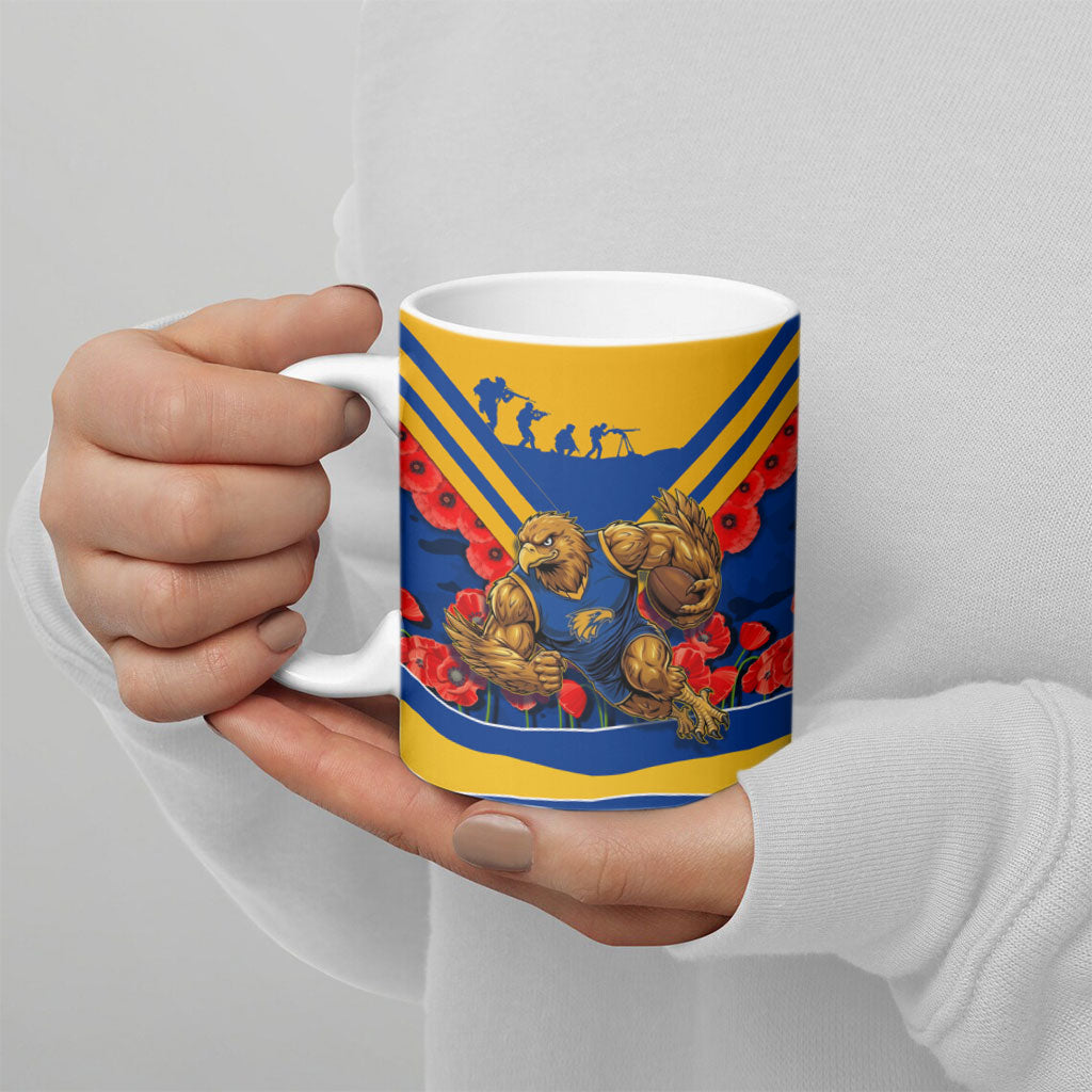Personalised West Coast Eagles ANZAC Ceramic Mug Military Remembrance Australian Football Mascot Camouflage