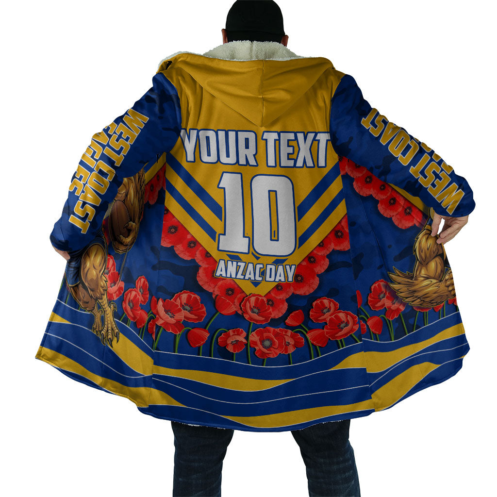 Personalised West Coast Eagles ANZAC Cloak Military Remembrance Australian Football Mascot Camouflage