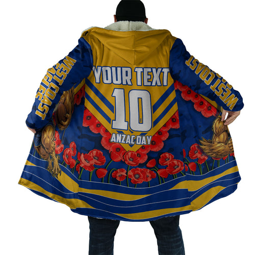 Personalised West Coast Eagles ANZAC Cloak Military Remembrance Australian Football Mascot Camouflage