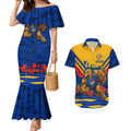 Personalised West Coast Eagles ANZAC Couples Matching Mermaid Dress and Hawaiian Shirt Military Remembrance Australian Football Mascot Camouflage
