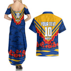 Personalised West Coast Eagles ANZAC Couples Matching Summer Maxi Dress and Hawaiian Shirt Military Remembrance Australian Football Mascot Camouflage