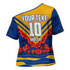 Personalised West Coast Eagles ANZAC Cross Shoulder Shirt Military Remembrance Australian Football Mascot Camouflage