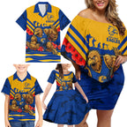 Personalised West Coast Eagles ANZAC Family Matching Off Shoulder Short Dress and Hawaiian Shirt Military Remembrance Australian Football Mascot Camouflage