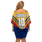 Personalised West Coast Eagles ANZAC Family Matching Off Shoulder Short Dress and Hawaiian Shirt Military Remembrance Australian Football Mascot Camouflage
