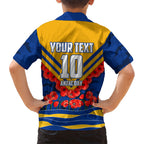 Personalised West Coast Eagles ANZAC Family Matching Puletasi and Hawaiian Shirt Military Remembrance Australian Football Mascot Camouflage