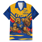 Personalised West Coast Eagles ANZAC Family Matching Puletasi and Hawaiian Shirt Military Remembrance Australian Football Mascot Camouflage