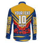 Personalised West Coast Eagles ANZAC Family Matching Puletasi and Hawaiian Shirt Military Remembrance Australian Football Mascot Camouflage
