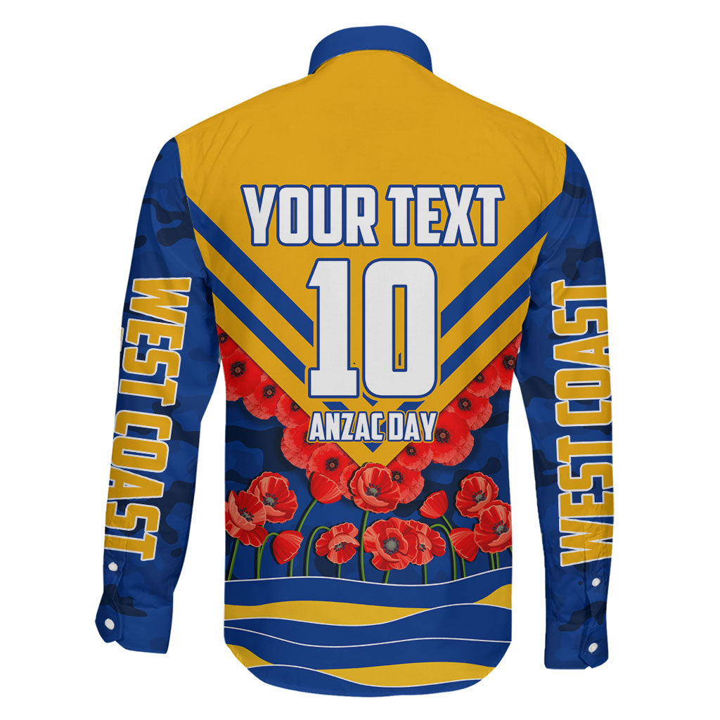 Personalised West Coast Eagles ANZAC Family Matching Puletasi and Hawaiian Shirt Military Remembrance Australian Football Mascot Camouflage