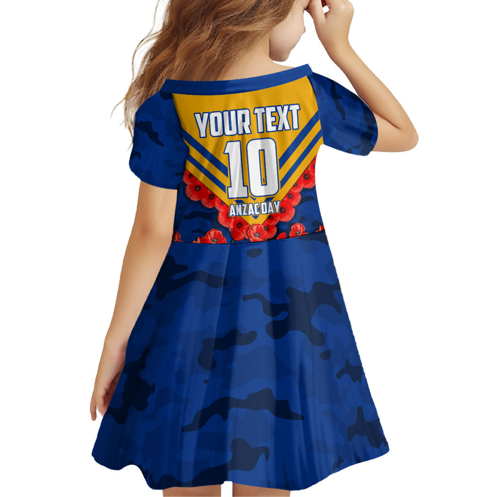 Personalised West Coast Eagles ANZAC Family Matching Short Sleeve Bodycon Dress and Hawaiian Shirt Military Remembrance Australian Football Mascot Camouflage