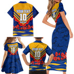 Personalised West Coast Eagles ANZAC Family Matching Short Sleeve Bodycon Dress and Hawaiian Shirt Military Remembrance Australian Football Mascot Camouflage