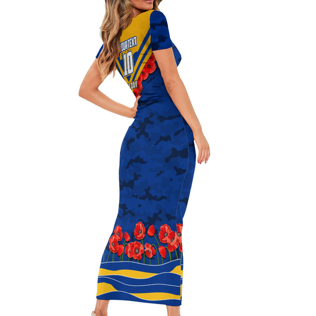 Personalised West Coast Eagles ANZAC Family Matching Short Sleeve Bodycon Dress and Hawaiian Shirt Military Remembrance Australian Football Mascot Camouflage