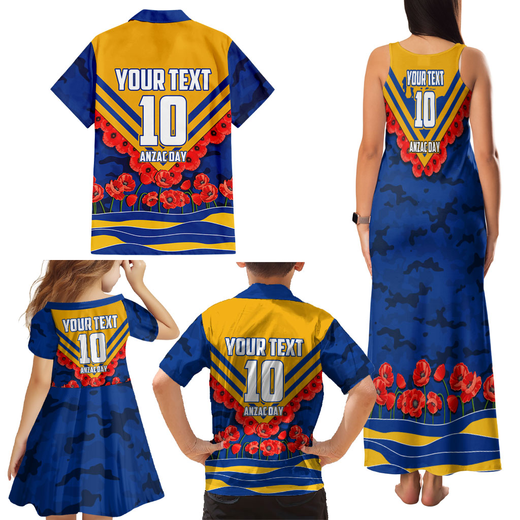 Personalised West Coast Eagles ANZAC Family Matching Tank Maxi Dress and Hawaiian Shirt Military Remembrance Australian Football Mascot Camouflage