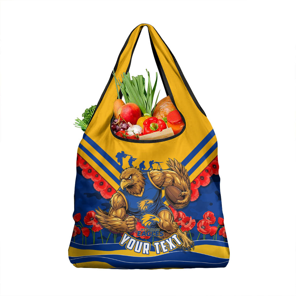 Personalised West Coast Eagles ANZAC Grocery Bag Military Remembrance Australian Football Mascot Camouflage