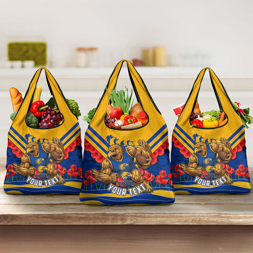 Personalised West Coast Eagles ANZAC Grocery Bag Military Remembrance Australian Football Mascot Camouflage
