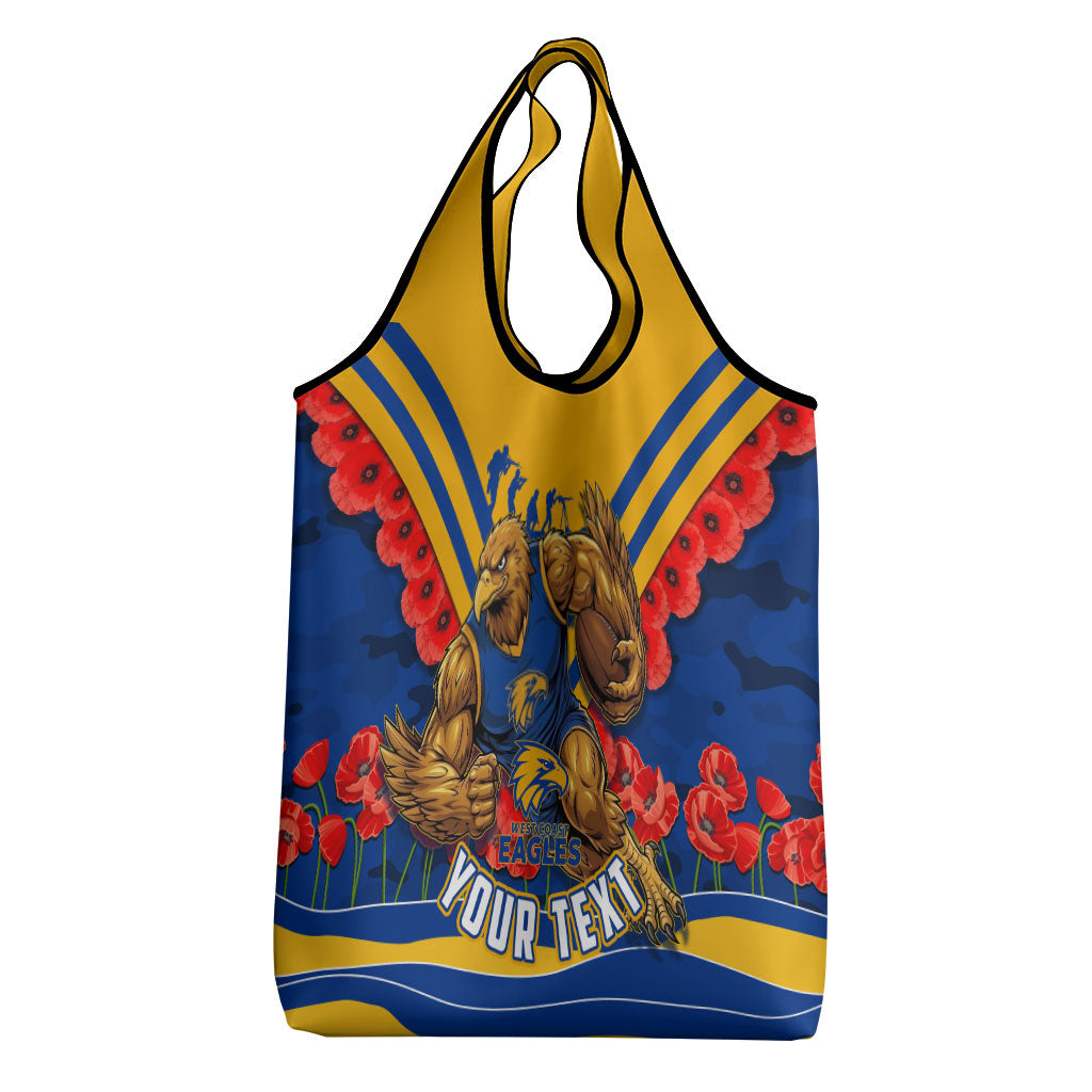 Personalised West Coast Eagles ANZAC Grocery Bag Military Remembrance Australian Football Mascot Camouflage