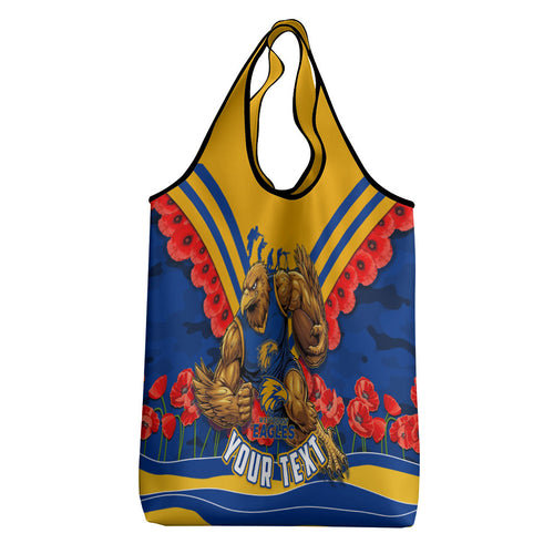 Personalised West Coast Eagles ANZAC Grocery Bag Military Remembrance Australian Football Mascot Camouflage