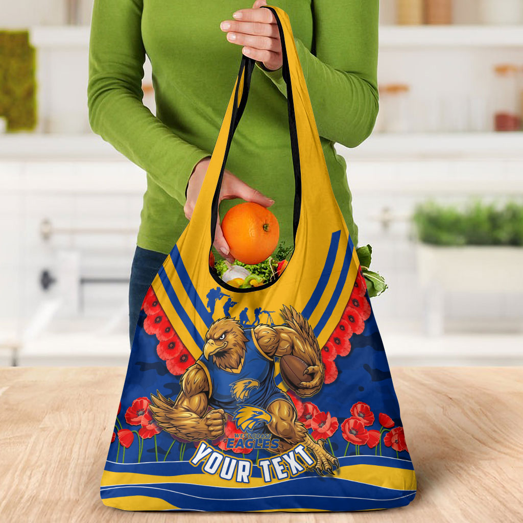 Personalised West Coast Eagles ANZAC Grocery Bag Military Remembrance Australian Football Mascot Camouflage