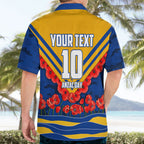 Personalised West Coast Eagles ANZAC Hawaiian Shirt Military Remembrance Australian Football Mascot Camouflage