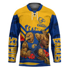 Personalised West Coast Eagles ANZAC Hockey Jersey Military Remembrance Australian Football Mascot Camouflage