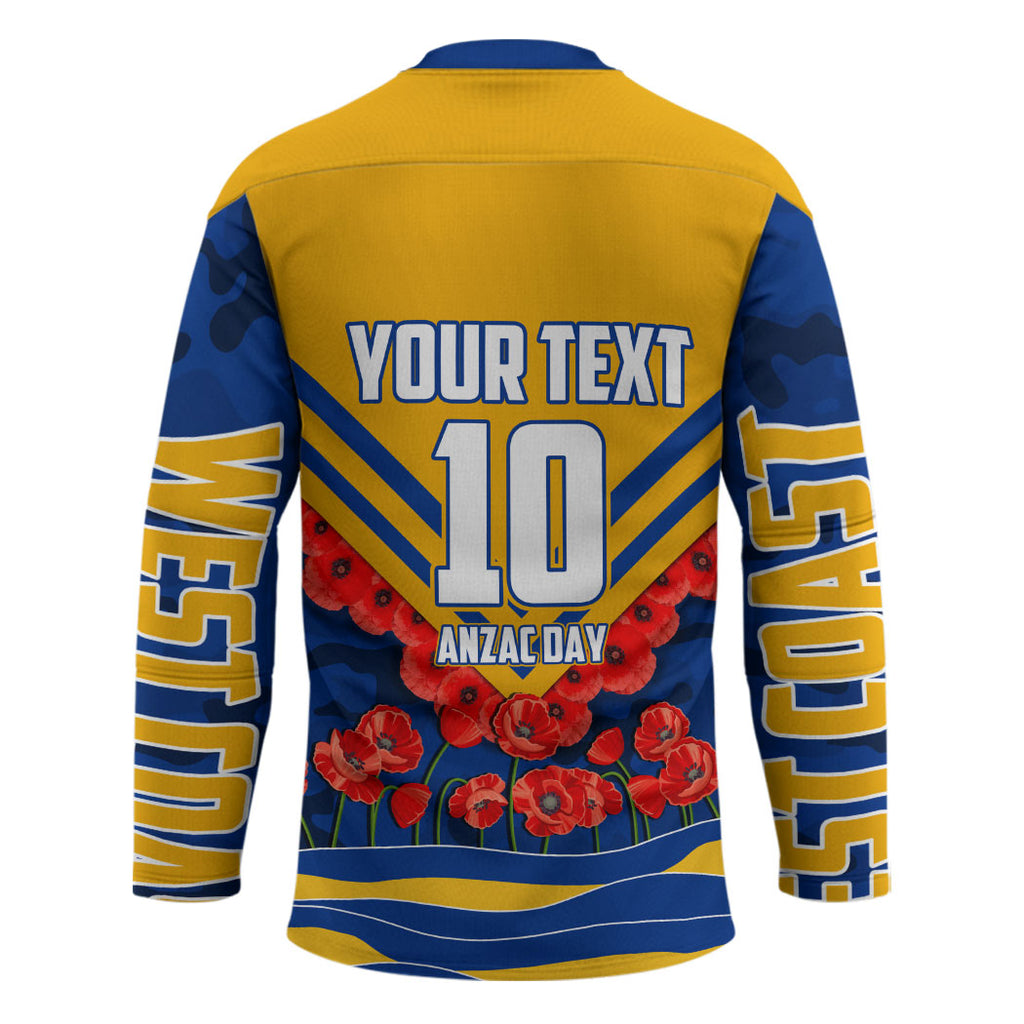 Personalised West Coast Eagles ANZAC Hockey Jersey Military Remembrance Australian Football Mascot Camouflage