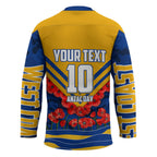 Personalised West Coast Eagles ANZAC Hockey Jersey Military Remembrance Australian Football Mascot Camouflage