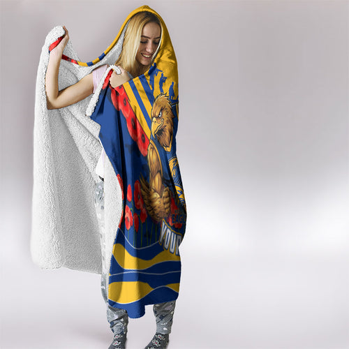Personalised West Coast Eagles ANZAC Hooded Blanket Military Remembrance Australian Football Mascot Camouflage