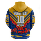 Personalised West Coast Eagles ANZAC Hoodie Military Remembrance Australian Football Mascot Camouflage