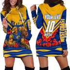 Personalised West Coast Eagles ANZAC Hoodie Dress Military Remembrance Australian Football Mascot Camouflage