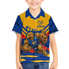 Personalised West Coast Eagles ANZAC Kid Hawaiian Shirt Military Remembrance Australian Football Mascot Camouflage