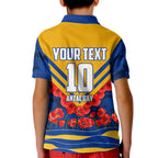 Personalised West Coast Eagles ANZAC Kid Polo Shirt Military Remembrance Australian Football Mascot Camouflage