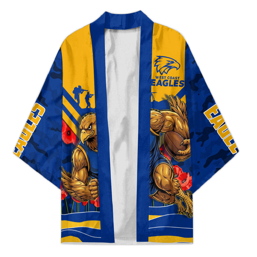 Personalised West Coast Eagles ANZAC Kimono Military Remembrance Australian Football Mascot Camouflage