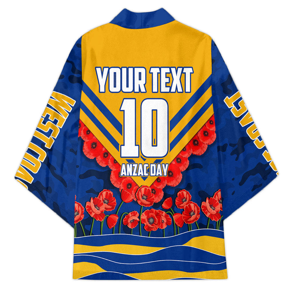 Personalised West Coast Eagles ANZAC Kimono Military Remembrance Australian Football Mascot Camouflage
