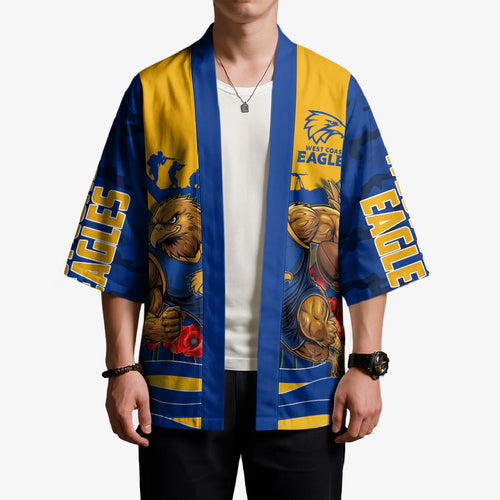 Personalised West Coast Eagles ANZAC Kimono Military Remembrance Australian Football Mascot Camouflage
