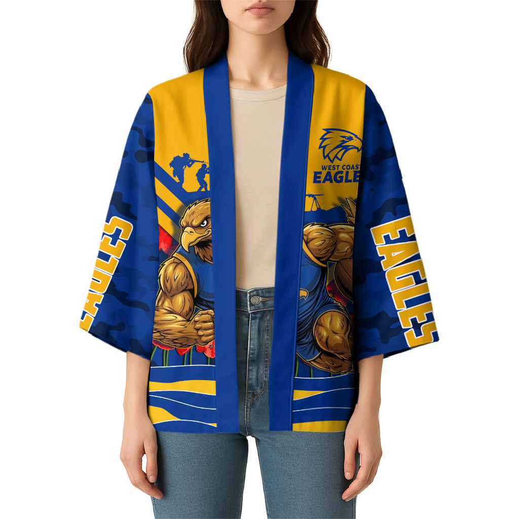 Personalised West Coast Eagles ANZAC Kimono Military Remembrance Australian Football Mascot Camouflage
