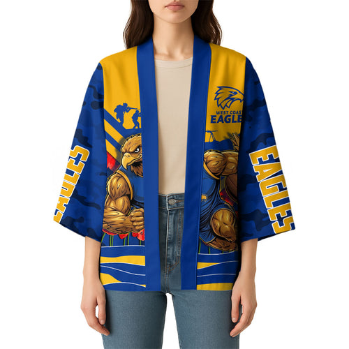 Personalised West Coast Eagles ANZAC Kimono Military Remembrance Australian Football Mascot Camouflage