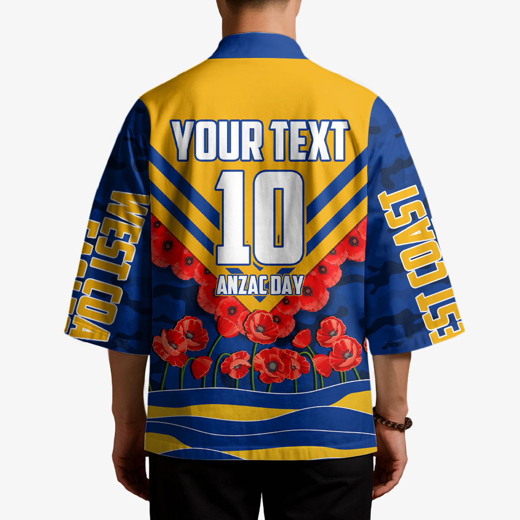 Personalised West Coast Eagles ANZAC Kimono Military Remembrance Australian Football Mascot Camouflage