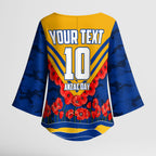 Personalised West Coast Eagles ANZAC Kimono Sleeve Blouse Military Remembrance Australian Football Mascot Camouflage