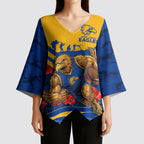 Personalised West Coast Eagles ANZAC Kimono Sleeve Blouse Military Remembrance Australian Football Mascot Camouflage