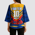 Personalised West Coast Eagles ANZAC Kimono Sleeve Blouse Military Remembrance Australian Football Mascot Camouflage