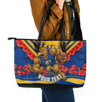 Personalised West Coast Eagles ANZAC Leather Tote Bag Military Remembrance Australian Football Mascot Camouflage