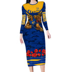 Personalised West Coast Eagles ANZAC Long Sleeve Bodycon Dress Military Remembrance Australian Football Mascot Camouflage