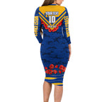 Personalised West Coast Eagles ANZAC Long Sleeve Bodycon Dress Military Remembrance Australian Football Mascot Camouflage