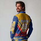 Personalised West Coast Eagles ANZAC Long Sleeve Polo Shirt Military Remembrance Australian Football Mascot Camouflage