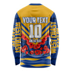 Personalised West Coast Eagles ANZAC Long Sleeve Shirt Military Remembrance Australian Football Mascot Camouflage