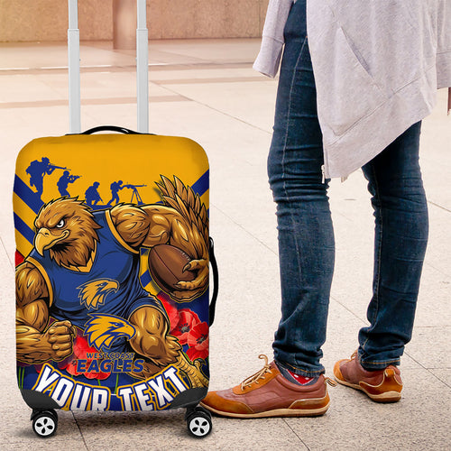 Personalised West Coast Eagles ANZAC Luggage Cover Military Remembrance Australian Football Mascot Camouflage