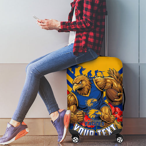 Personalised West Coast Eagles ANZAC Luggage Cover Military Remembrance Australian Football Mascot Camouflage