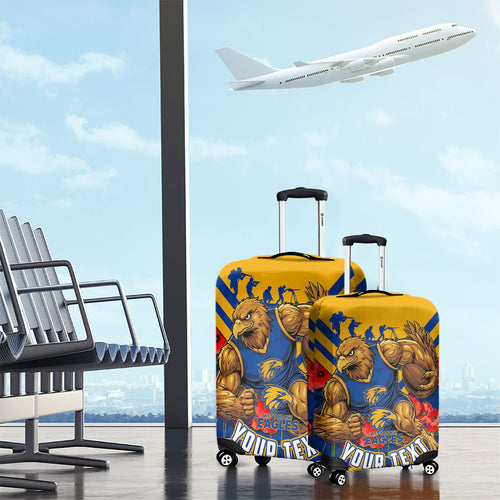 Personalised West Coast Eagles ANZAC Luggage Cover Military Remembrance Australian Football Mascot Camouflage